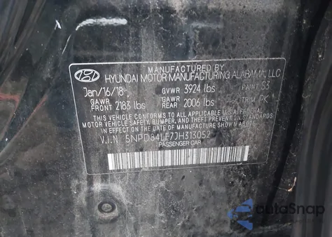 2018 Hyundai Elantra Sel z USA, uszkodzony, nr VIN 5NPD84LF7JH313052